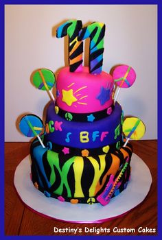 Teen Neon Birthday Cakes for Girls