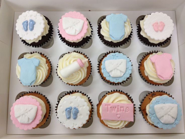 8 Shower For Twins Cupcakes Photo Twins Baby Shower Cupcakes