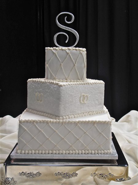 White Buttercream Square Wedding Cake White Buttercream Square Wedding Cake