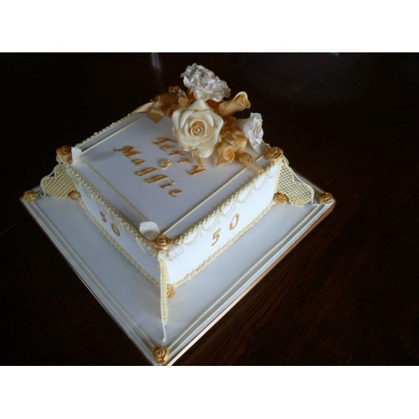 Anniversary Cake White with Gold Anniversary Cake White with Gold