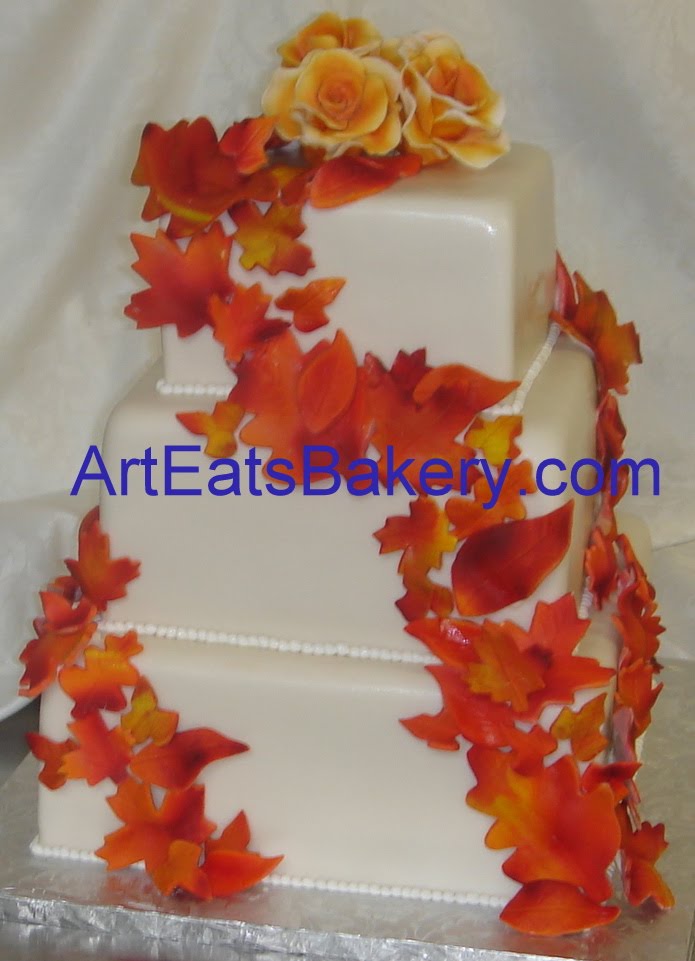 Fall Tier Square Wedding Cakes Fall Tier Square Wedding Cakes