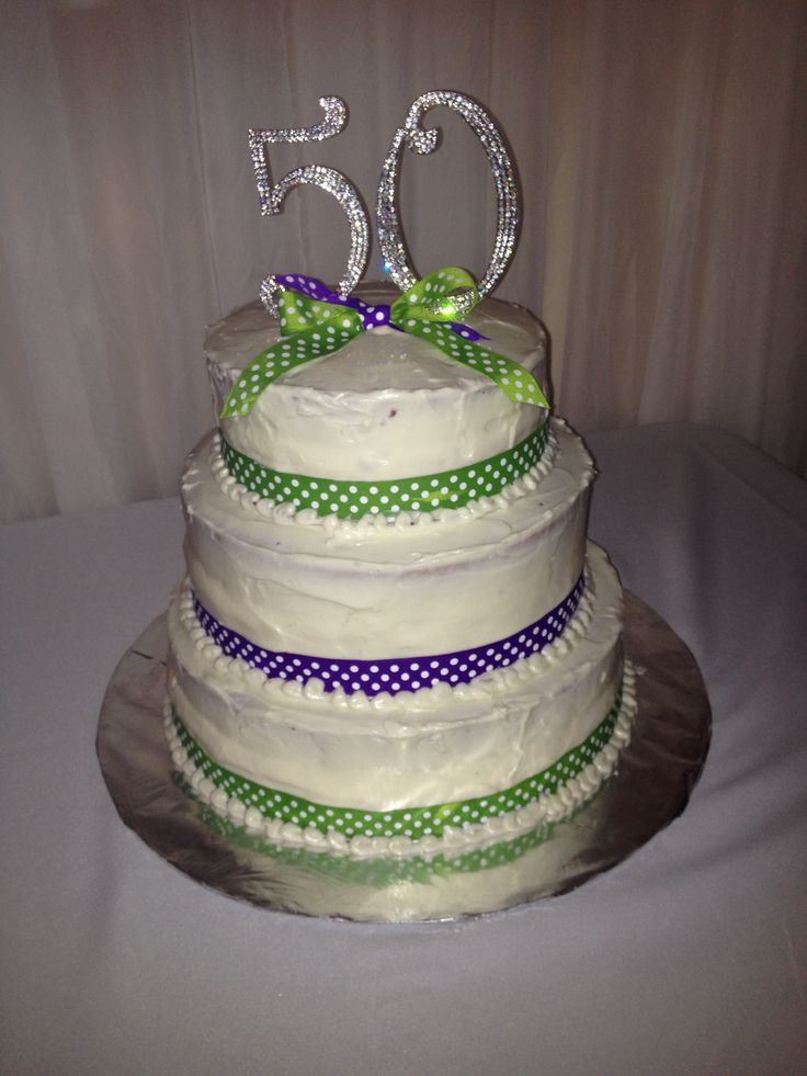 Green and Purple 50th Birthday Cake Green and Purple 50th Birthday Cake