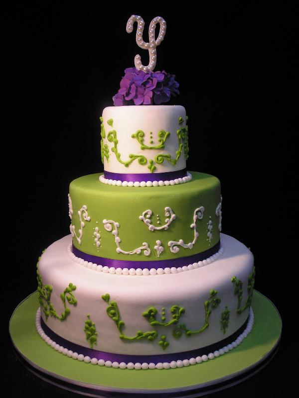 Green and Purple Wedding Cake Green and Purple Wedding Cake