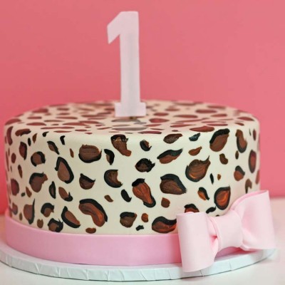 Leopard Print Birthday Cake