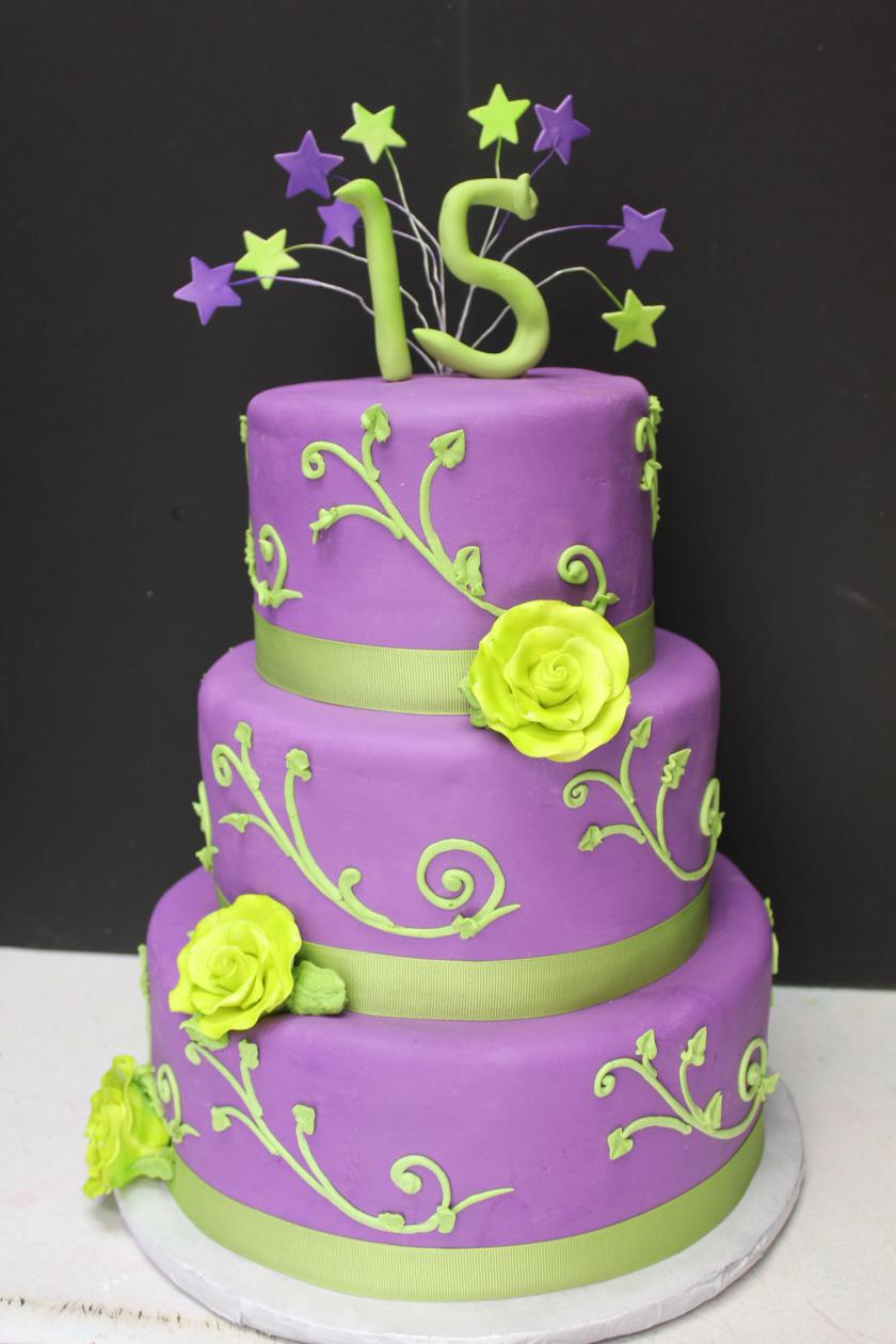 Lime Green and Purple Birthday Cake Lime Green and Purple Birthday Cake