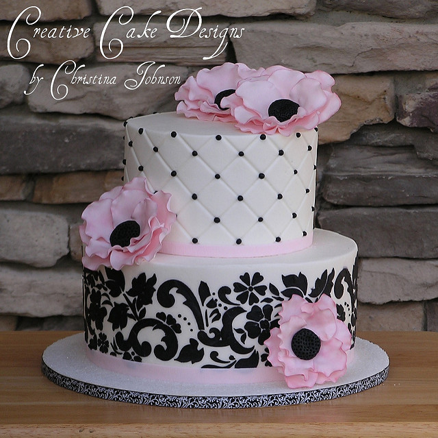 Pink Black and White Buttercream Cake Pink Black and White Buttercream Cake