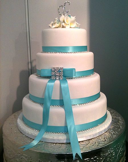 11 Turquoise And White Big Wedding Cakes Photo Blue And