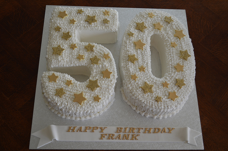White and Gold 50th Birthday Cake White and Gold 50th Birthday Cake