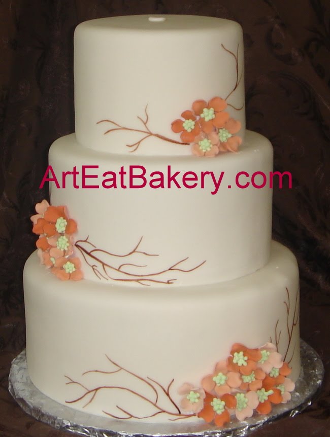 3 Tier Wedding Cake with Fondant Designs 3 Tier Wedding Cake with Fondant Designs