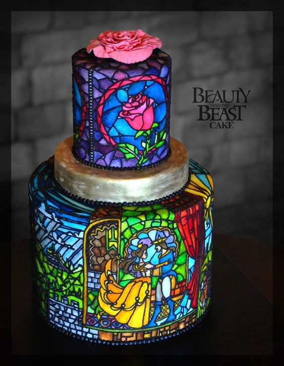 Beauty and the Beast Stained Glass Cake Beauty and the Beast Stained Glass Cake