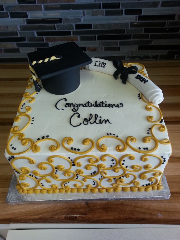 Black and Gold Graduation Cake Black and Gold Graduation Cake
