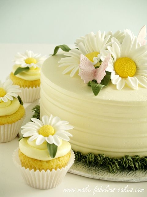 Daisy Cake and Cupcakes Daisy Cake and Cupcakes