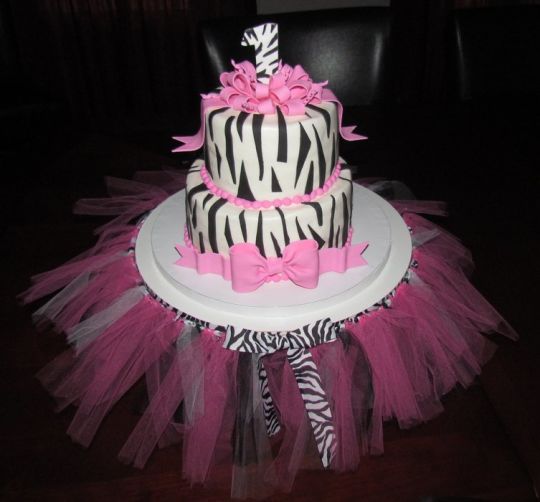 Hot Pink Zebra Print Birthday Cake