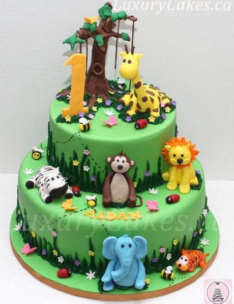 Jungle Animal Birthday Cake Jungle Animal Birthday Cake