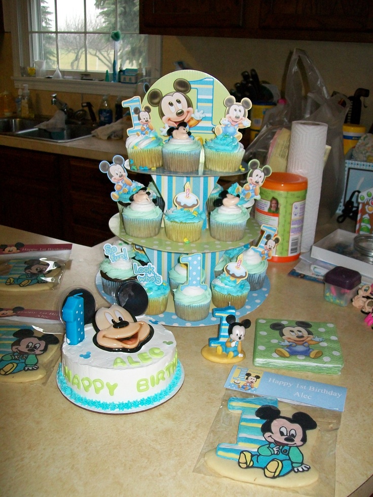 13 Mickey Mouse First Birthday Cake And Cupcakes Photo Mickey