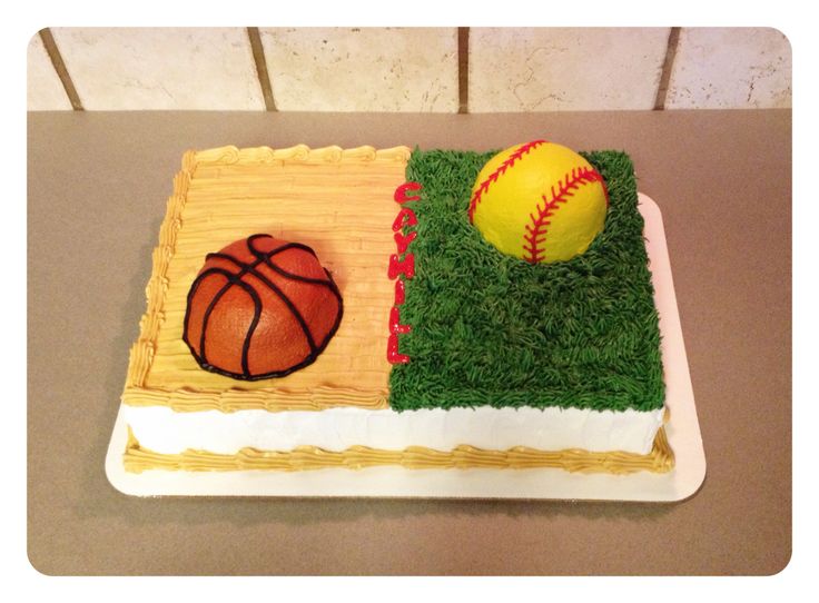 Softball and Basketball Sheet Cake Softball and Basketball Sheet Cake