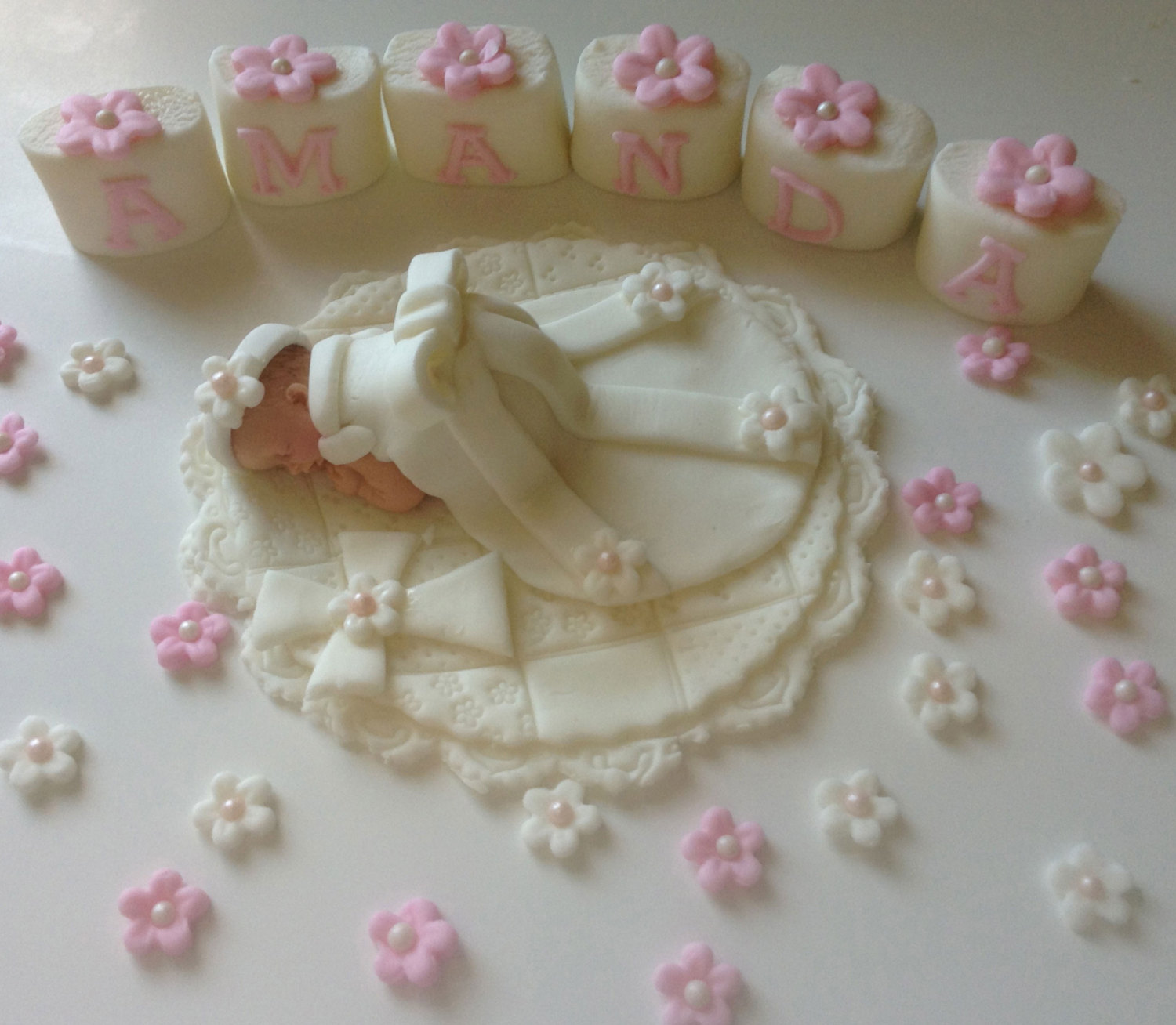 Baby Boy Christening Cake Fondant Topper Baby Boy Christening Cake Fondant Topper