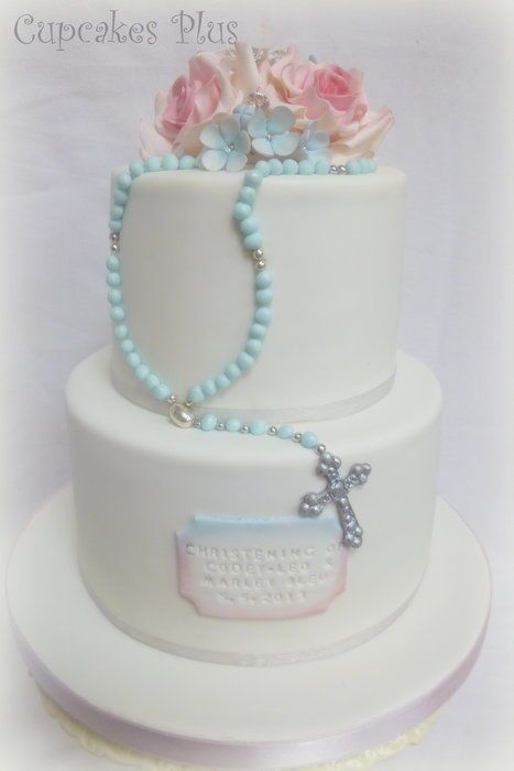 Blue and Pink Christening Cake Blue and Pink Christening Cake