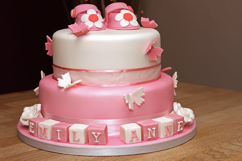 Fondant Baby Girl Baptism Cake