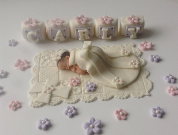 Girl Baby Shower Fondant Cake Toppers Girl Baby Shower Fondant Cake Toppers
