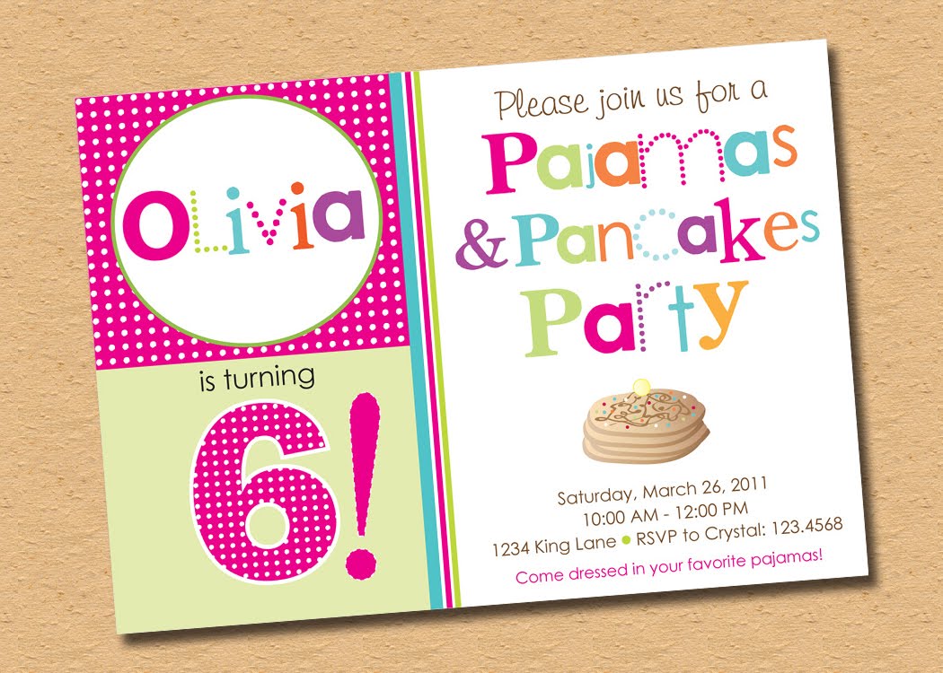 Pancake and PJ Party Invitation Pancake and PJ Party Invitation