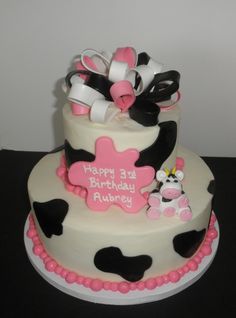 Pink Black and White Birthday Cake