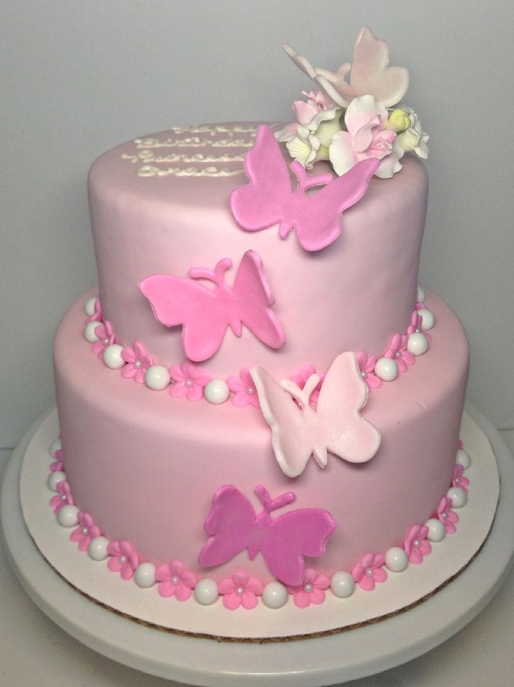 Pink Butterfly Fondant Cake Pink Butterfly Fondant Cake