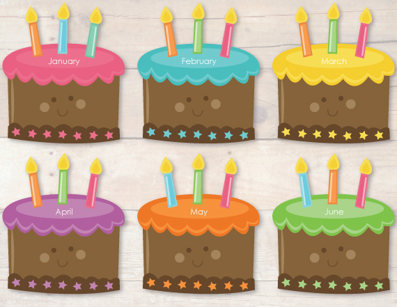 5 Printable Month Birthday Cakes Photo Chart Printable Birthday Chart Template