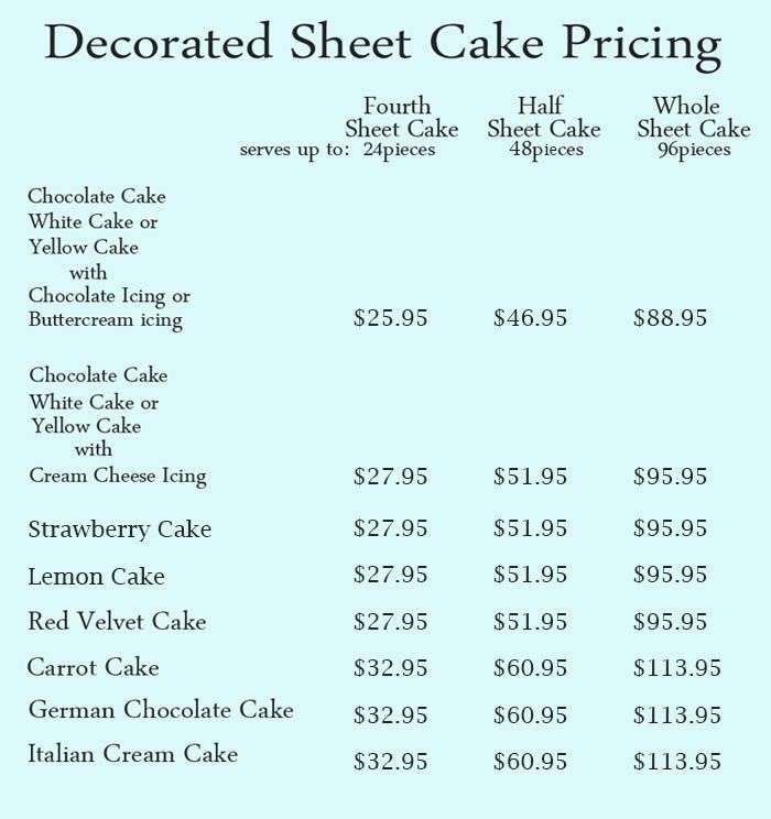 Sheet Cake Pricing