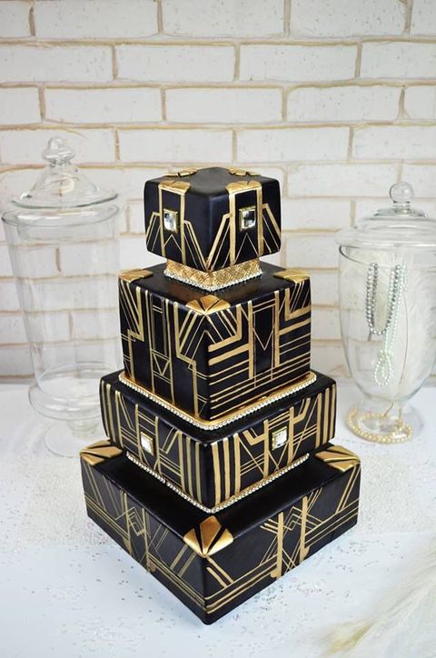 Black and Gold Art Deco Wedding Cakes Black and Gold Art Deco Wedding Cakes