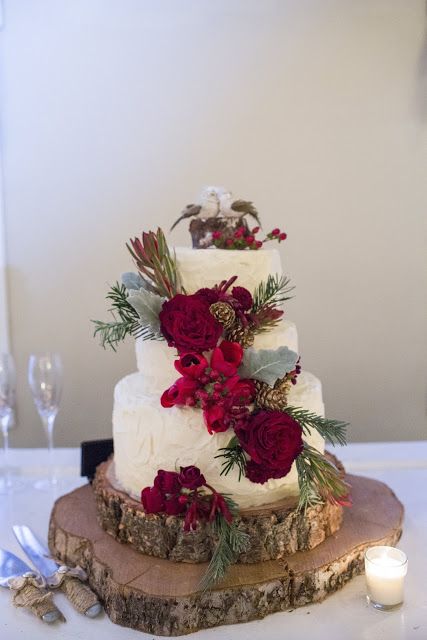 Burgundy Winter Wedding Cake Burgundy Winter Wedding Cake