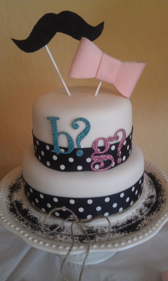 Mustache or Bow Gender Reveal Cake Mustache or Bow Gender Reveal Cake