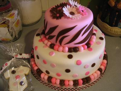 Pink and Brown Baby Shower Cake