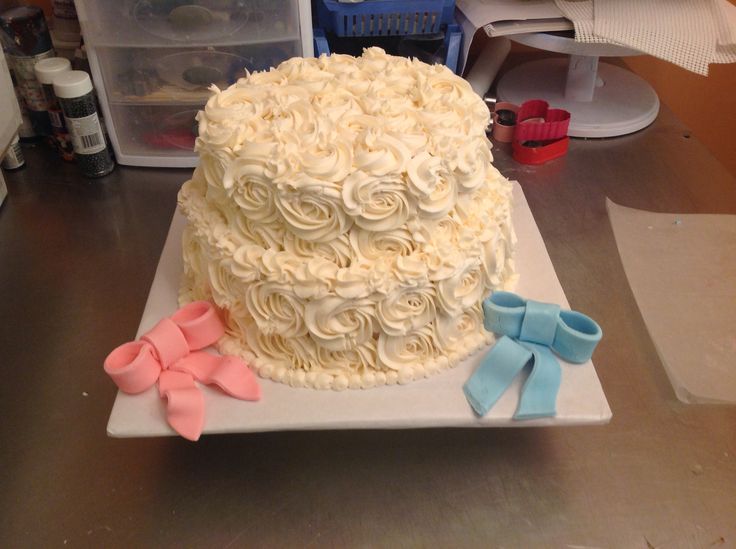 Rosette Gender Reveal Cake Rosette Gender Reveal Cake