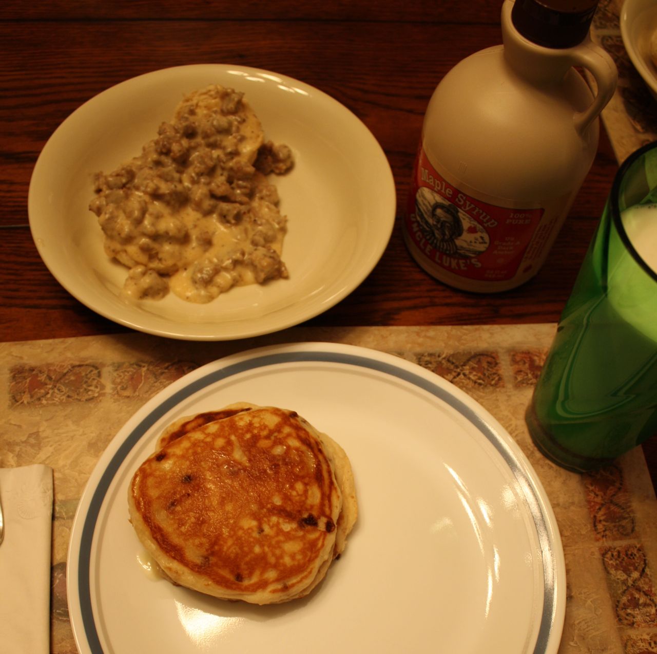 Biscuits and Gravy with Pancakes Biscuits and Gravy with Pancakes