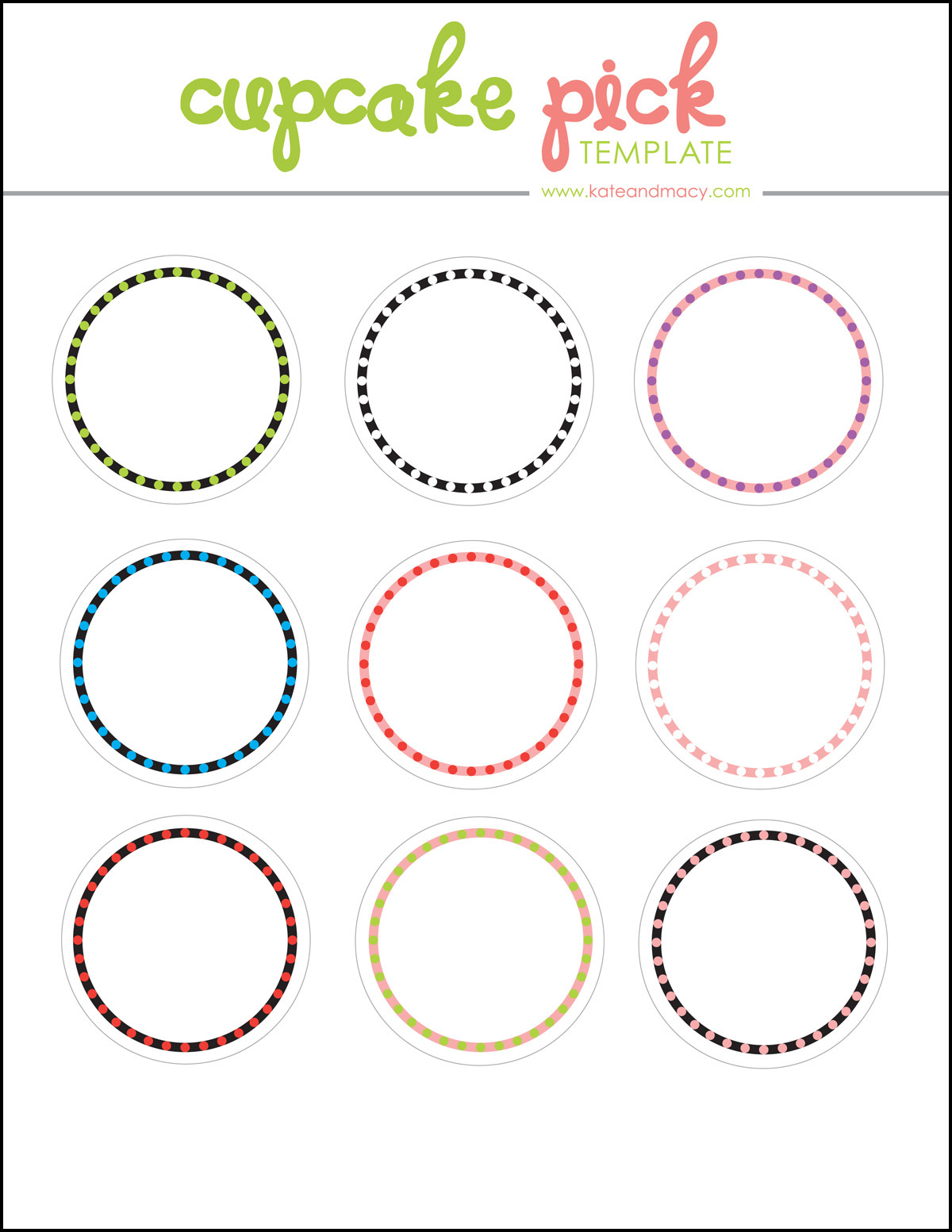 Blank Printable Cupcake Toppers Template