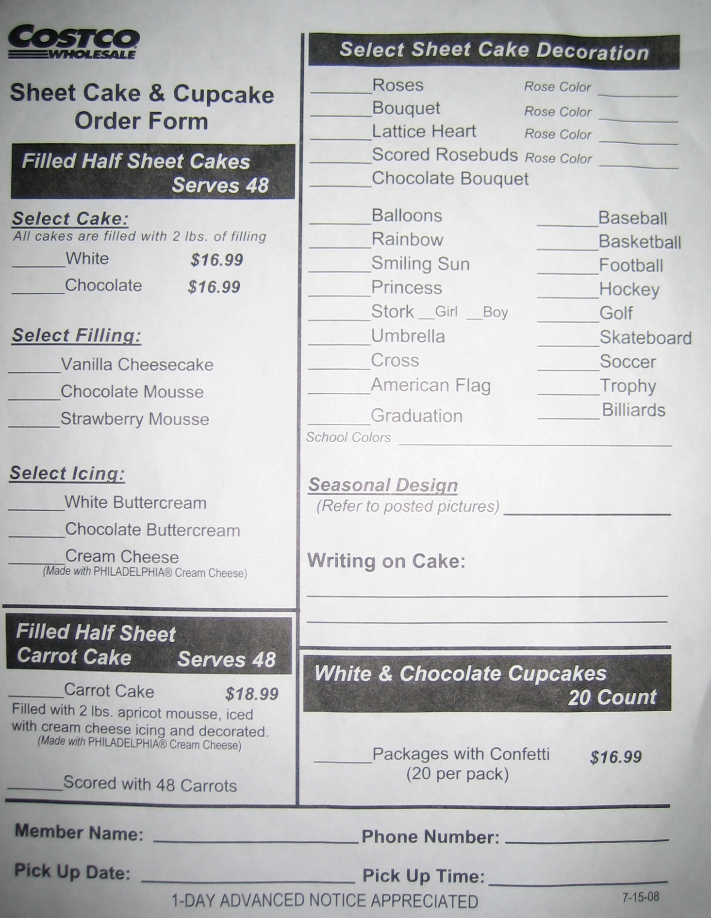 Costco Cake Order Form Costco Cake Order Form