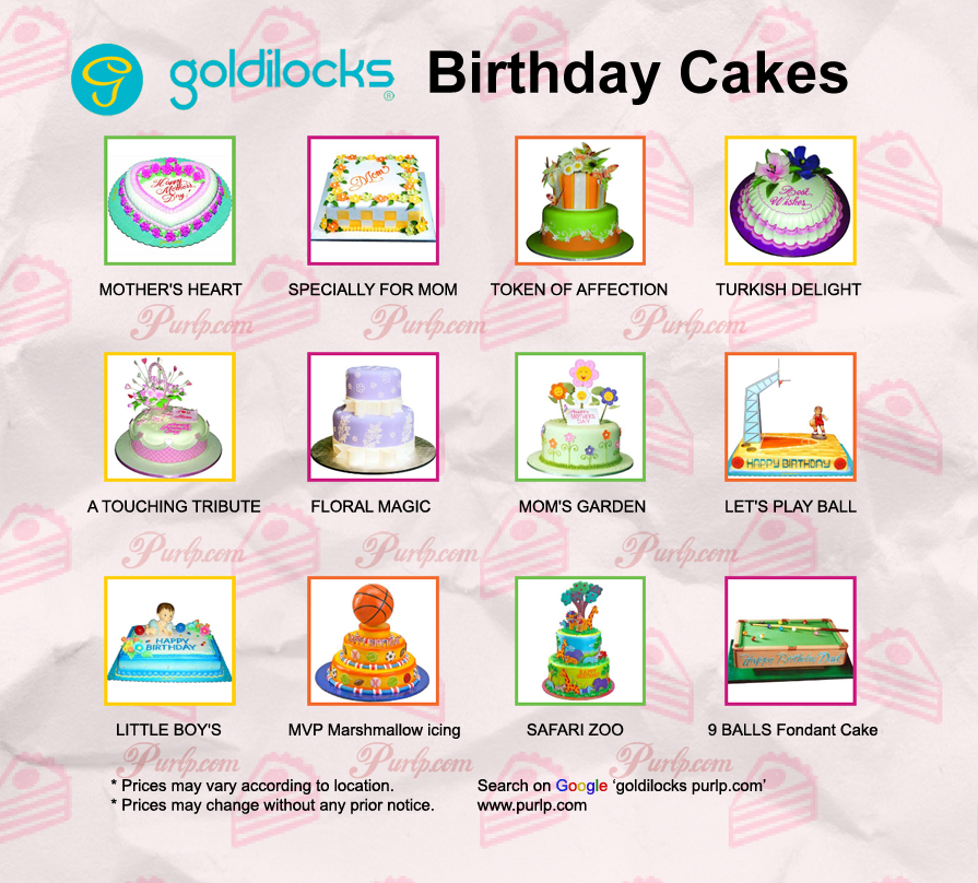 Birthday Cake Price List - GolDilocks BirthDay Cakes Price List 673053