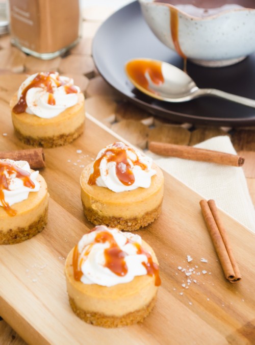 Mini Salted Caramel Pumpkin Cheesecakes Mini Salted Caramel Pumpkin Cheesecakes