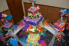 Neon Color Quinceanera Cakes Neon Color Quinceanera Cakes