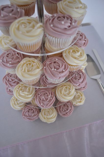Rose Wedding Cake and Cupcakes Rose Wedding Cake and Cupcakes