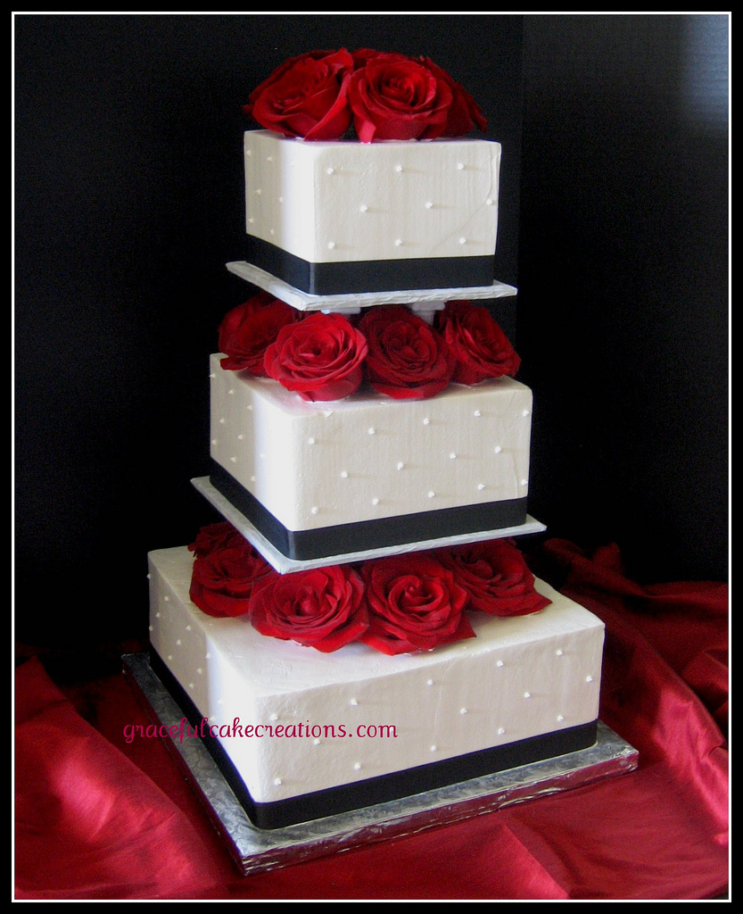 Black and White Square Wedding Cake Black and White Square Wedding Cake