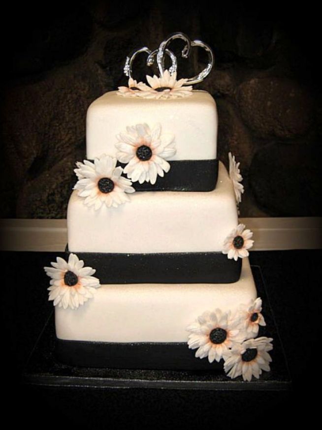Black and White Square Wedding Cake Black and White Square Wedding Cake