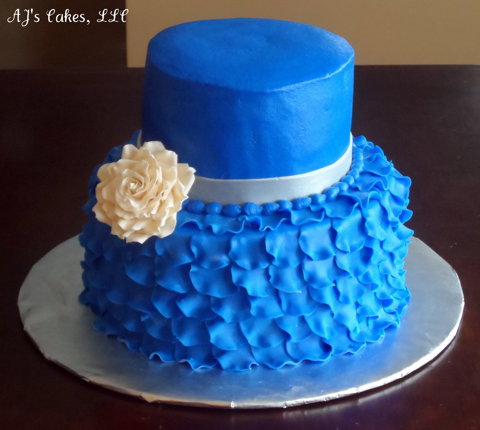 Blue and Gold Bridal Shower Cakes