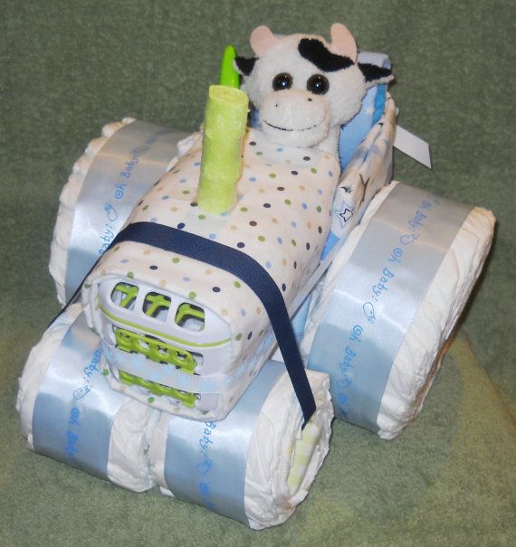 Boy Baby Shower Diaper Cake Tractor
