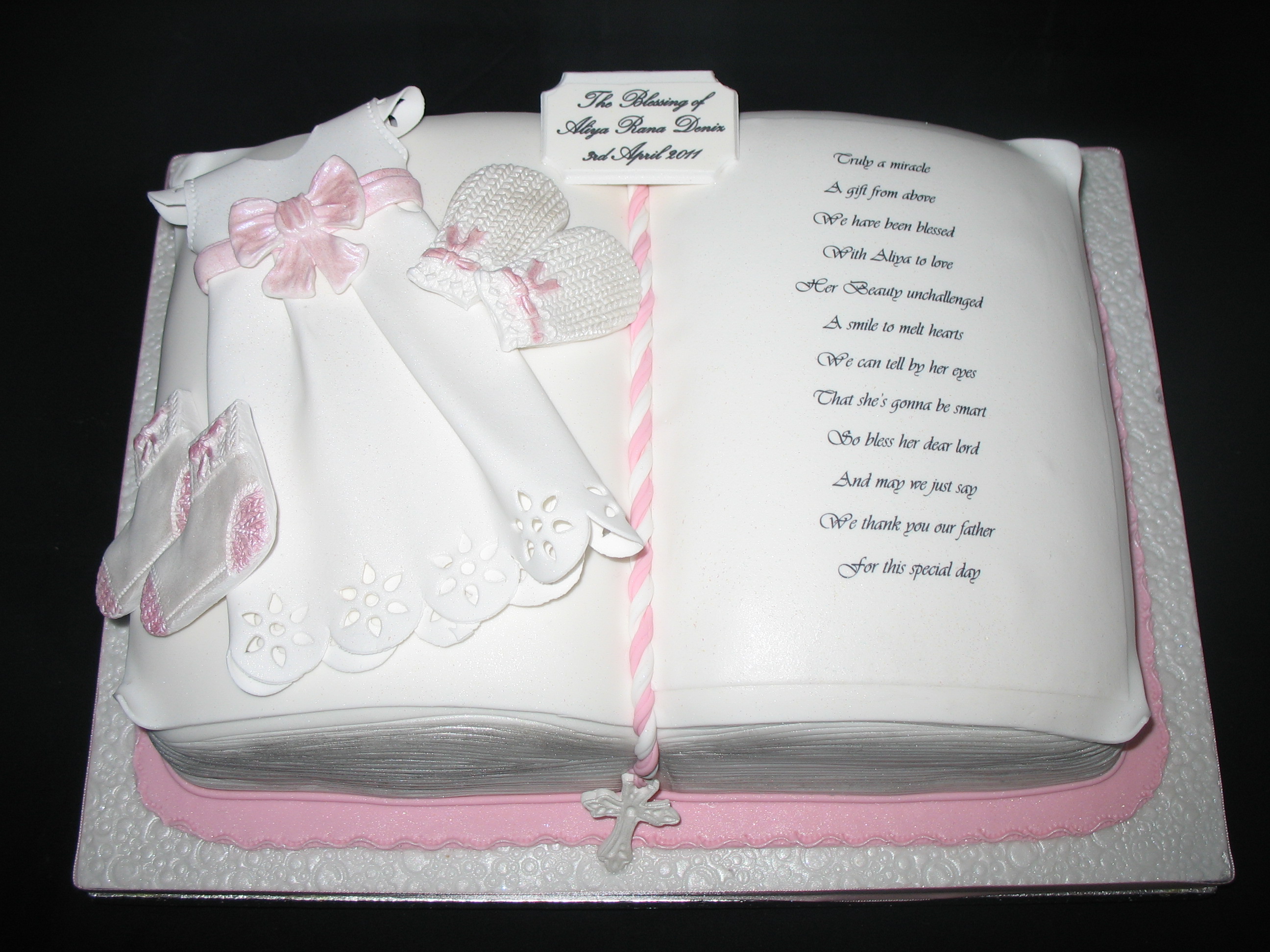 Christening Book Cake for Girl Christening Book Cake for Girl