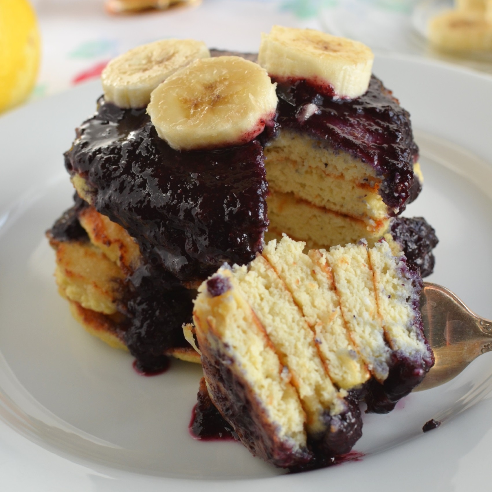 Coconut Flour Pancakes with Blueberry Sauce Coconut Flour Pancakes with Blueberry Sauce