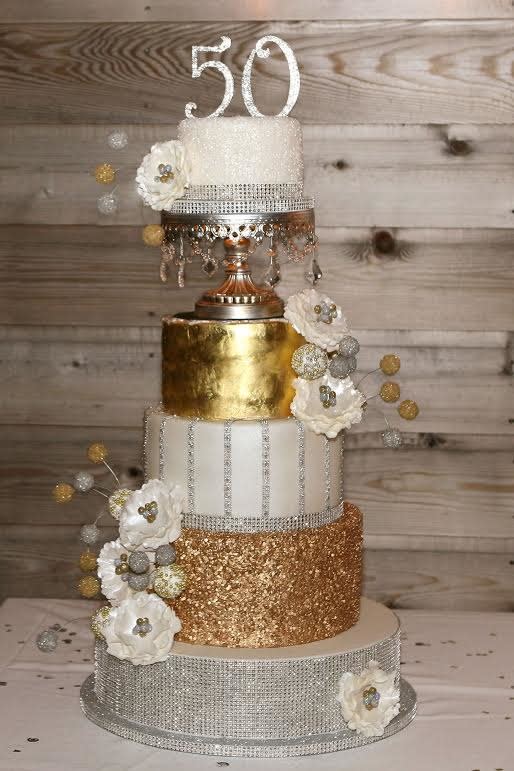 Gold and Silver 50th Birthday Cake Gold and Silver 50th Birthday Cake