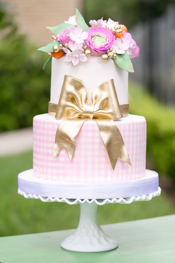 Gold Baby Shower Cake Pink Bow Gold Baby Shower Cake Pink Bow