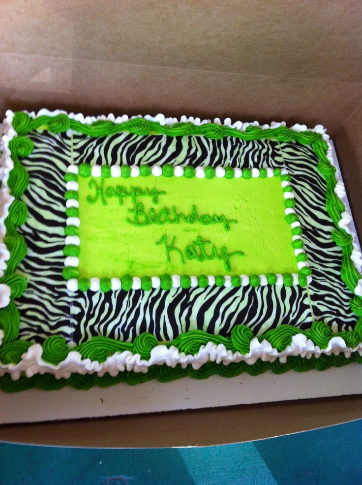 Lime Green Zebra Print Birthday Cake